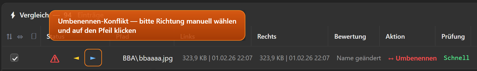 Umbenennungskonflikt – Ansicht