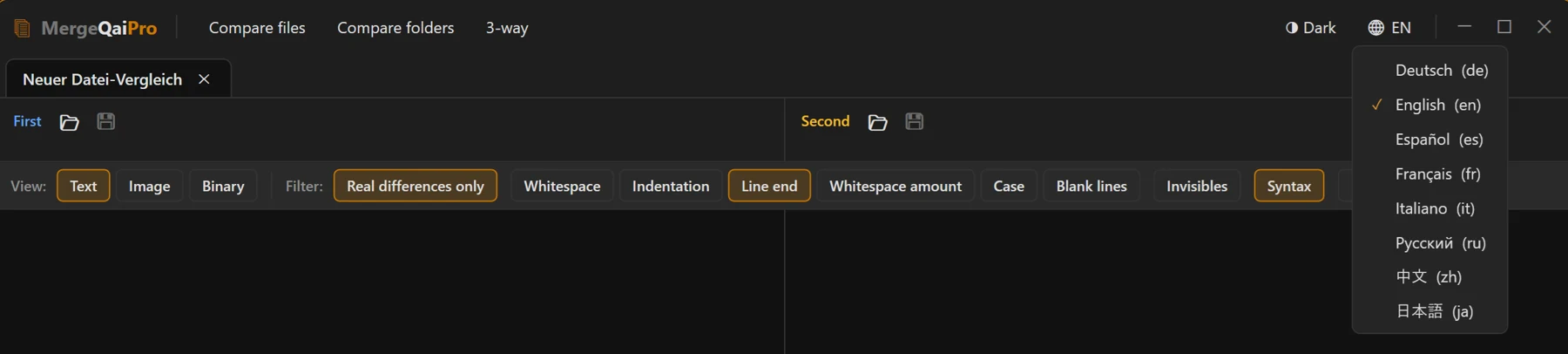 Screenshot 04: Right-hand side of the header bar with the appearance and language buttons