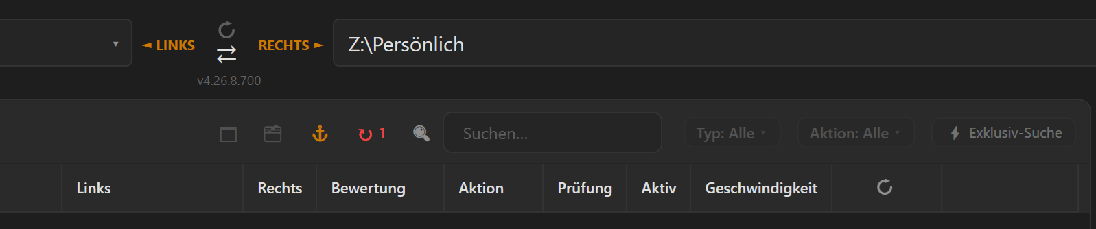 Wiederholen-Symbol mit der Anzahl gescheiterter Dateien