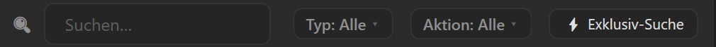 Screenshot 25: Filterleiste über der Liste: Suchfeld, Dateityp-Filter und Aktions-Filter