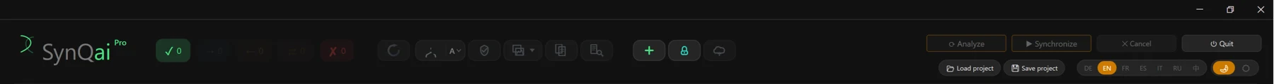 Screenshot 04: Header bar with language and theme switch (dark/light)